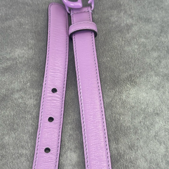Gucci Azalea Double G Calfskin Enamel Monochrome 20mm Belt Purple 419417 95/38 - Picture 8 of 9